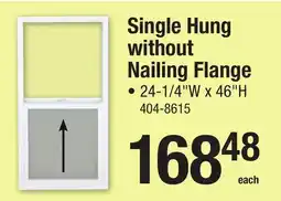 Menards Single Hung without Nailing Flange offer