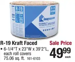 Menards R-19 Kraft Faced FIBERGLASS ROLLS offer