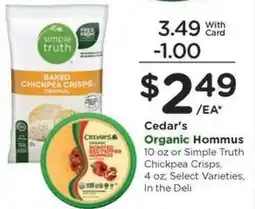 Kroger Cedar's Organic Hommus offer