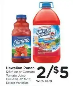 Kroger Hawaiian Punch or Clamato Tomato Juice Cocktail offer