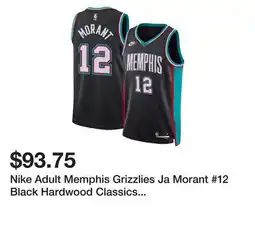 Dick's Sporting Goods Nike Adult Memphis Grizzlies Ja Morant #12 Black Hardwood Classics Swingman Jersey offer