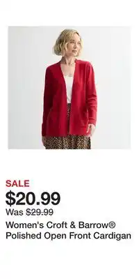 Kohl's Women's Croft & Barrow Polished Open Front Cardigan offer