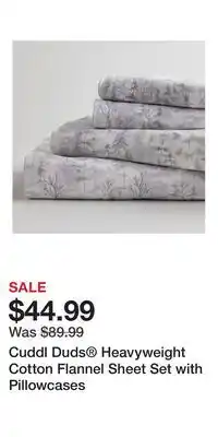 Kohl's Cuddl Duds Heavyweight Cotton Flannel Sheet Set with Pillowcases offer