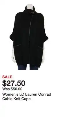 Kohl's Women's LC Lauren Conrad Cable Knit Cape offer