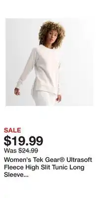 Kohl's Women's Tek Gear Ultrasoft Fleece High Slit Tunic Long Sleeve Crewneck offer