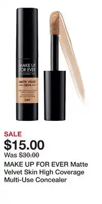 Kohl's MAKE UP FOR EVER Matte Velvet Skin High Coverage Multi-Use Concealer offer