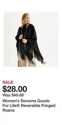 Kohl's Women's Sonoma Goods For Life Reversible Fringed Ruana offer