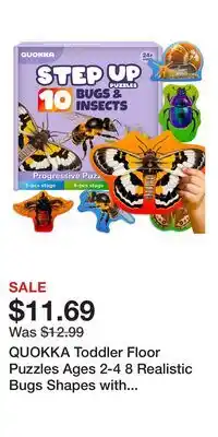 Kohl's QUOKKA Toddler Floor Puzzles Ages 2-4 8 Realistic Bugs Shapes with Extra-Thick 40-Piece Set offer