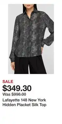 Nordstrom Lafayette 148 New York Hidden Placket Silk Top offer