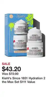 Nordstrom Kiehl's Since 1851 Hydration 2 the Max Set $111 Value offer