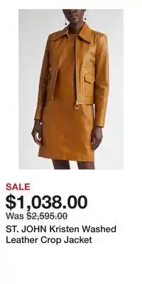 Nordstrom ST. JOHN Kristen Washed Leather Crop Jacket offer