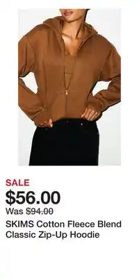 Nordstrom SKIMS Cotton Fleece Blend Classic Zip-Up Hoodie offer