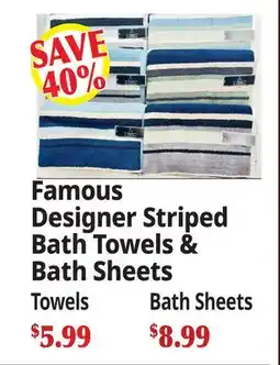 Ocean State Job Lot Famous Designer Striped Bath Towels & Bath Sheets offer
