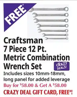 Ocean State Job Lot Craftsman 7 Piece 12 Pt. Metric Combination Wrench Set offer