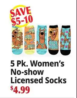 Ocean State Job Lot 5 Pk. Women's No-show Licensed Socks offer