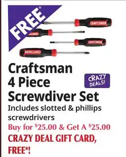Ocean State Job Lot Craftsman 4 Piece Screwdriver Set offer