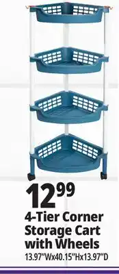 Ocean State Job Lot 4-Tier Corner Storage Cart with Wheels offer