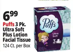 Ocean State Job Lot Puffs 3 Pk. Ultra Soft Plus Lotion Facial Tissue offer