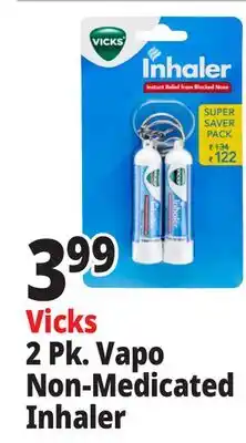 Ocean State Job Lot Vicks Non-Medicated Portable Nasal Inhaler 2 Count offer