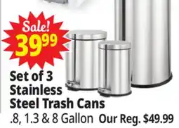 Ocean State Job Lot Set of 3 Stainless Steel Trash Cans offer