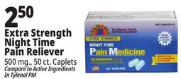 Ocean State Job Lot Health Star Night Time Extra Strength 500 mg Acetaminophen Pain Reliever Caplets 50 Caplets offer