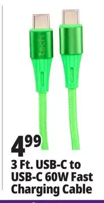 Ocean State Job Lot 3 Ft. USB-C to USB-C 60W Fast Charging Cable offer