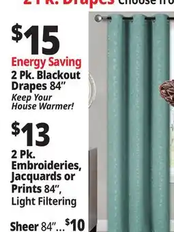 Ocean State Job Lot Energy Saving 2 Pk. Blackout Drapes 84 offer