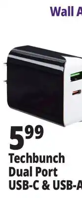 Ocean State Job Lot TechBunch Dual USB A+C Wall Charger offer