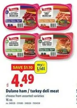 Lidl Dulano ham/turkey deli meat offer