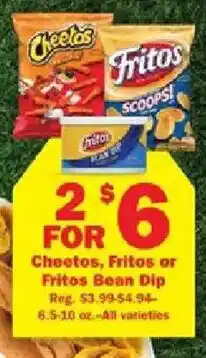 Schnucks Cheetos and Fritos or Fritos Bean Dip offer