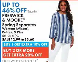 Boscov's PRESWICK & MOORE Spring Separates offer