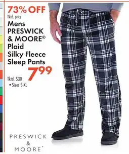 Boscov's Mens PRESWICK & MOORE Plaid Silky Fleece Sleep Pants offer