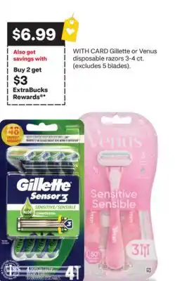 CVS Gillette or Venus disposable razors 3-4 ct offer
