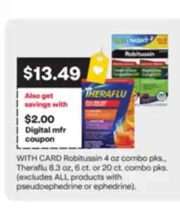CVS Robitussin 4 oz combo pks., Theraflu 8.3 oz, 6 ct. or 20 ct. combo pks offer