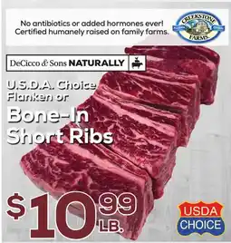 DeCicco & Sons U.S.D.A. Choice Bone-In Short Ribs offer