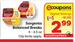 Weis Markets Sargento Balanced Breaks offer