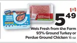 Weis Markets Weis Fresh from the Farm 93% Ground Turkey or Perdue Ground Chicken offer