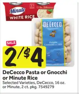 Stop&Shop DeCecco Pasta or Gnocchi or Minute Rice offer
