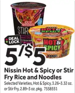Stop&Shop Nissin Hot & Spicy or Stir Fry Rice and Noodles offer