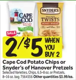 Stop&Shop Cape Cod Potato Chips or Snyder's of Hanover Pretzels offer