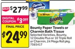 Stop&Shop Bounty Paper Towels or Charmin Bath Tissue offer