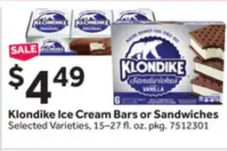 Stop&Shop Klondike Ice Cream Bars or Sandwiches offer