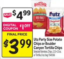 Stop&Shop Utz Party Size Potato Chips or Boulder Canyon Tortilla Chips offer