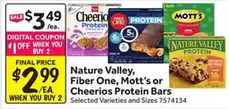 Stop&Shop Nature Valley, Fiber One, Mott's or Cheerios Protein Bars offer