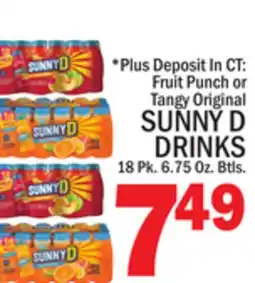 C Town SUNNY D DRINKS 18 Pk. 6.75 Oz. Btls offer