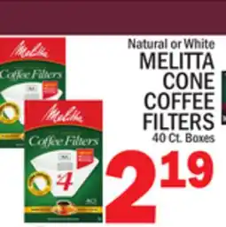 C Town MELITTA CONE COFFEE FILTERS offer