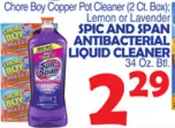 Bravo Supermarkets SPIC AND SPAN ANTIBACTERIAL LIQUID CLEANER 34 Oz. Btl offer