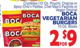 Bravo Supermarkets BOCA VEGETARIAN BURGERS 10 Oz. Boxes offer
