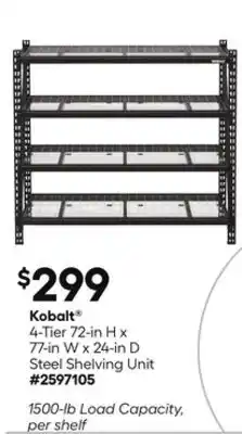 Lowe's 4-Tier 72-in H x 77-in W x 24-in D Steel Shelving Unit offer