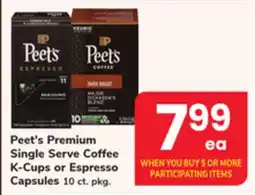 ACME Peet's Premium Single Serve Coffee K-Cups or Espresso Capsules offer